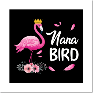 Nana Bird Flamingo Family Matching Gifts Posters and Art